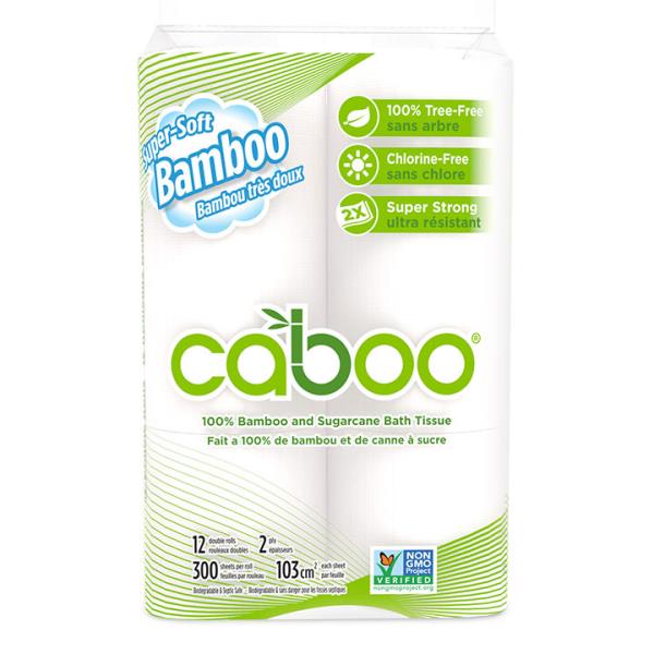 Caboo Bamboo and Sugarcane Bathroom Tissue Double Rolls 12's Toilet ...