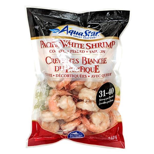 Aqua Star Pacific White Shrimp • Cooked • Peeled • Tail-on • 31-40 ...