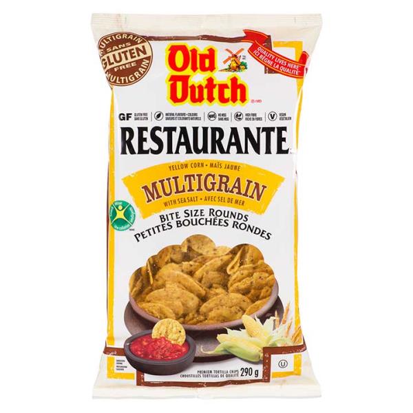 Old Dutch Restaurante Tortilla Chips Yellow Corn Multigrain Bite Size